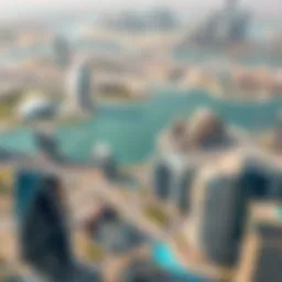 An aerial view of Dubai showcasing iconic skyscrapers and real estate developments