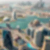 Aerial View of Dubai's Real Estate Landscape An aerial view of Dubai showcasing iconic skyscrapers and real estate developments