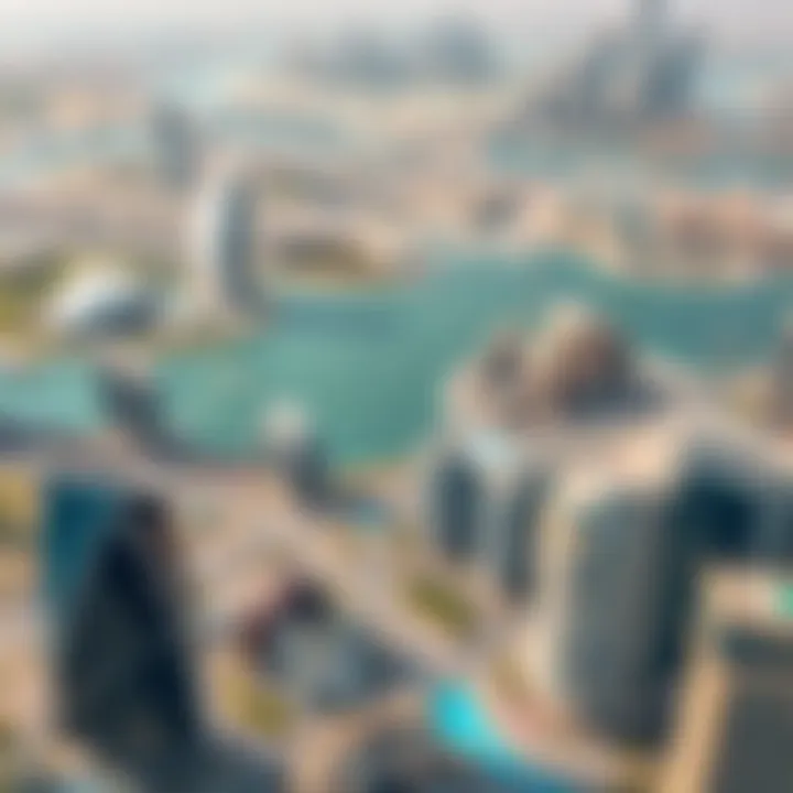 Aerial View of Dubai's Real Estate Landscape An aerial view of Dubai showcasing iconic skyscrapers and real estate developments
