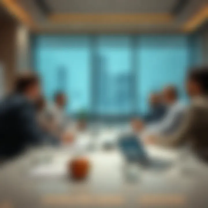 Business professionals discussing investment strategies in a conference room