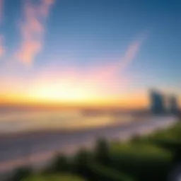 Scenic view of Jumeirah Beach at sunset