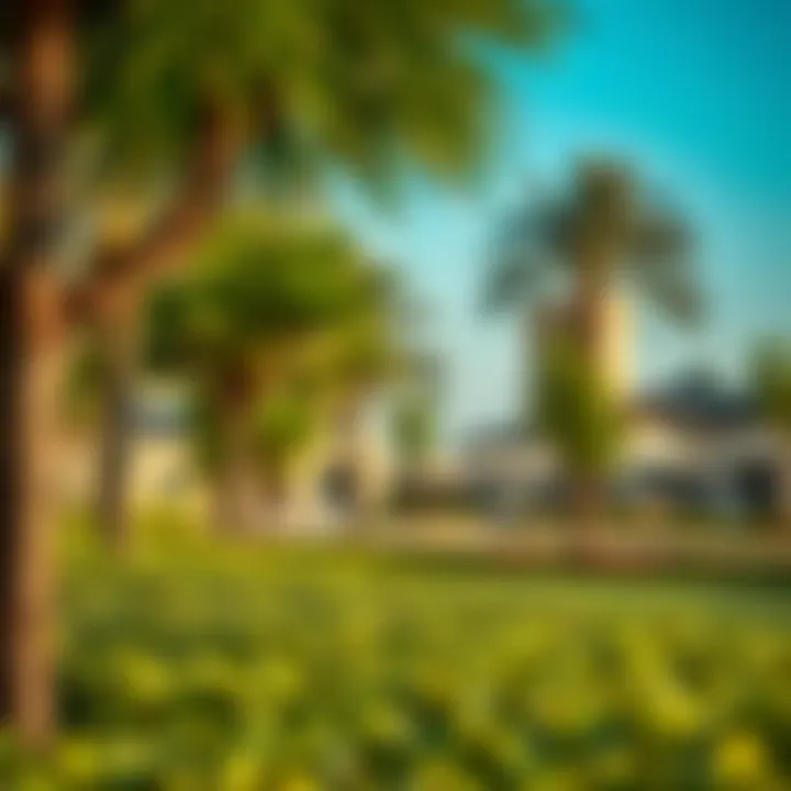 Community park in Jebel Ali Village with lush greenery