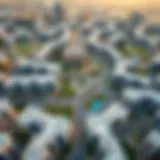 Stunning Aerial View of JVC Aerial view of Jumeirah Village Circle showcasing modern architecture and green spaces