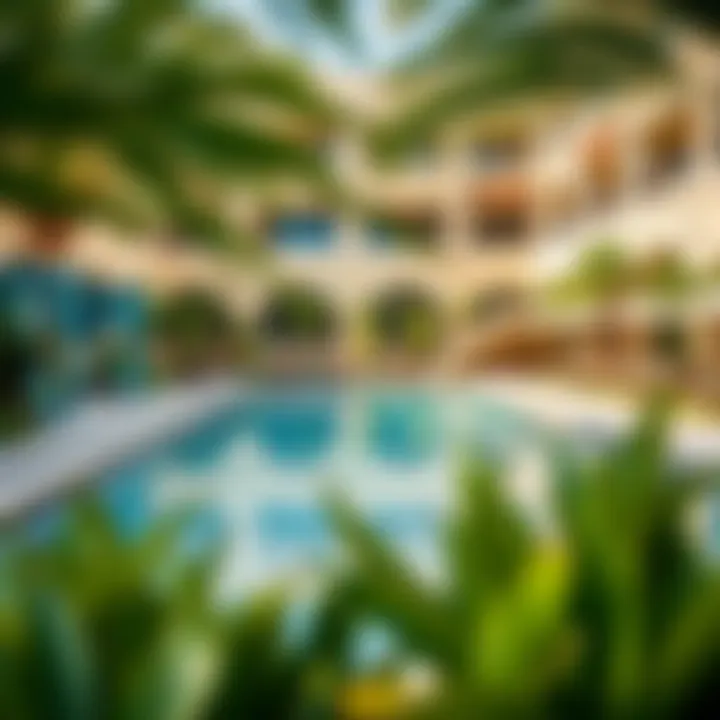 Inviting Pool Area at Mercure Dubai Barsha Heights Inviting pool area surrounded by lush greenery