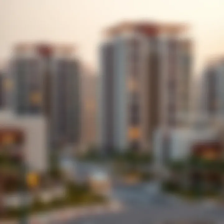 Modern residential buildings in النهده area reflecting Dubai's real estate growth