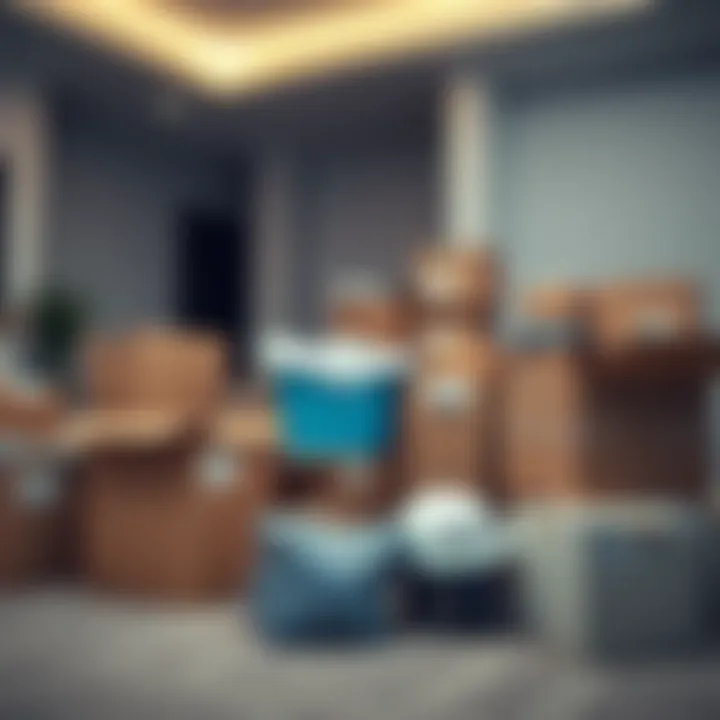 Packing materials and boxes ready for relocation