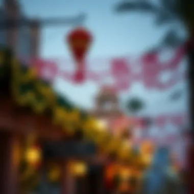 Traditional Emirati decorations adorning a street in Dubai during festive times