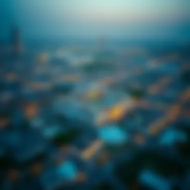 Aerial view of Dubai with hospital and residential areas