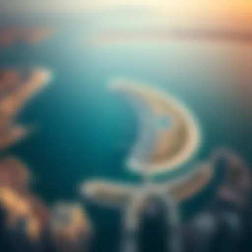 Aerial view of Palm Jumeirah showcasing its unique shape