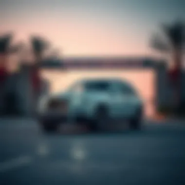 Luxury Vehicle at Palm Jumeirah Entrance Luxury vehicle parked at the entrance of Palm Jumeirah