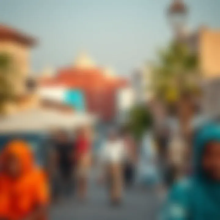 Cultural Diversity in Dubai A vibrant community in Dubai representing diverse cultures