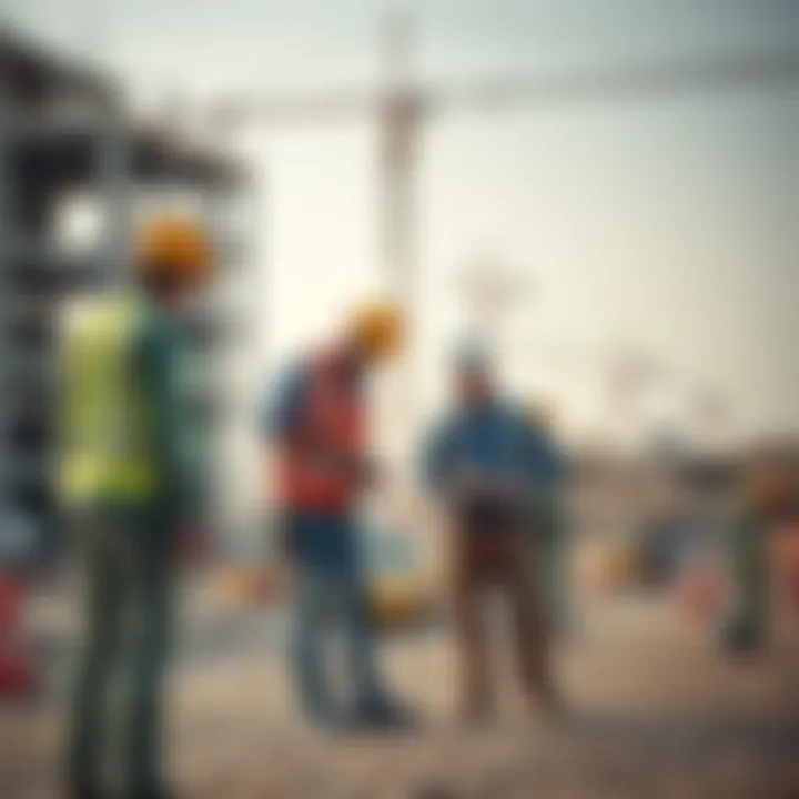 Construction workers collaborating on a site
