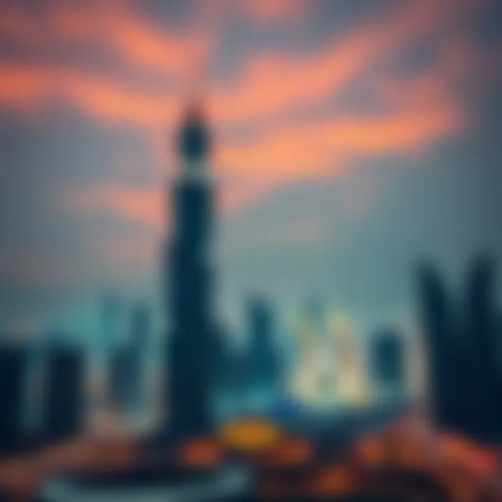 Ontario Tower in the Vibrant Dubai Skyline Panoramic view of Dubai skyline featuring Ontario Tower