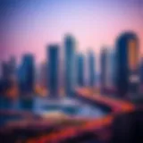 Modern Dubai skyline with financial district