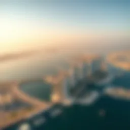 Aerial view of Palm Jumeirah showcasing its unique design