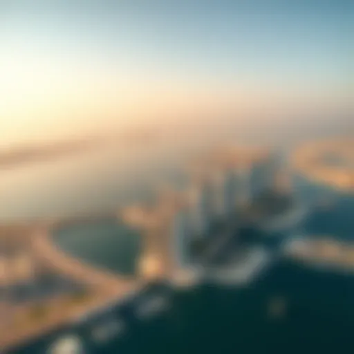 Stunning Aerial View of Palm Jumeirah Aerial view of Palm Jumeirah showcasing its unique design