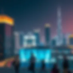 An overview of Dubai's skyline with a focus on immigration offices