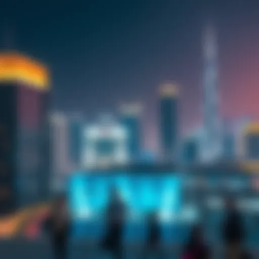 An overview of Dubai's skyline with a focus on immigration offices