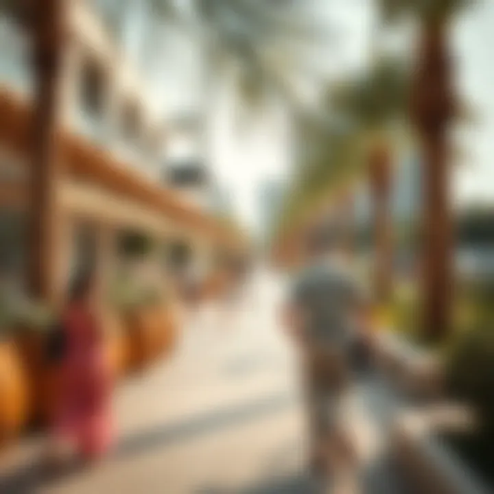 Vibrant Lifestyle Scene in Pearl Dubai Vibrant lifestyle scene in Pearl Dubai with amenities and green spaces