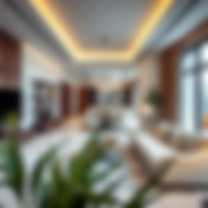 Spacious residential unit interior with contemporary furnishings