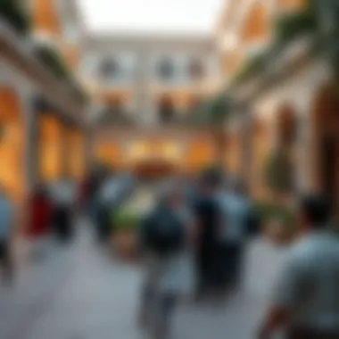 Community gathering in a vibrant courtyard during Ramadan