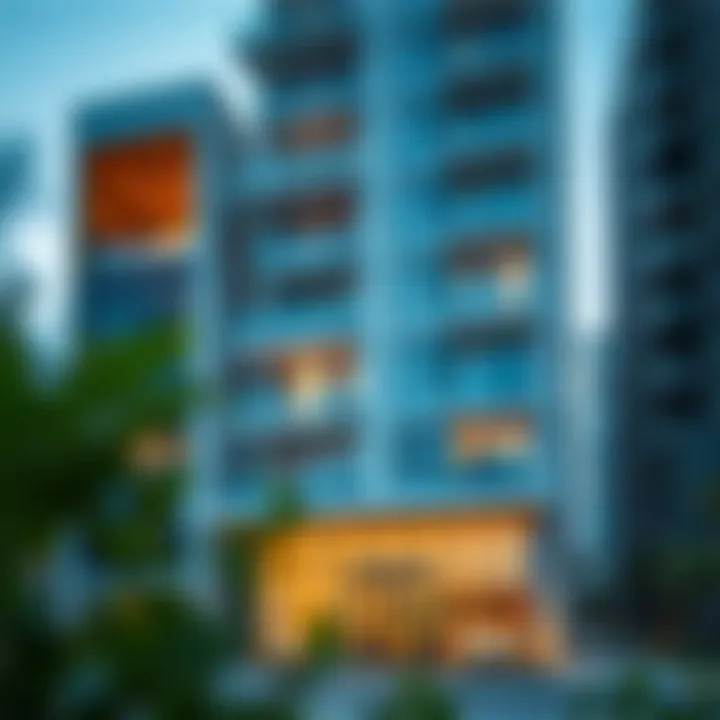 Exterior view of a rental apartment in International City Phase 2