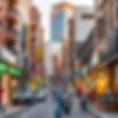 Vibrant Neighborhood Life in Bur Dubai A busy street in Bur Dubai with shops and cafes