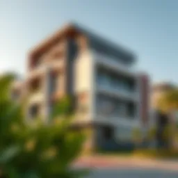 Exterior view of Sobha Hartland Greens Building 6 showcasing modern architecture