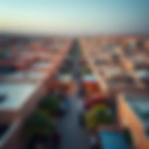 Aerial Perspective of Souk Al Marfa Aerial view highlighting the vibrant marketplace of Souk Al Marfa