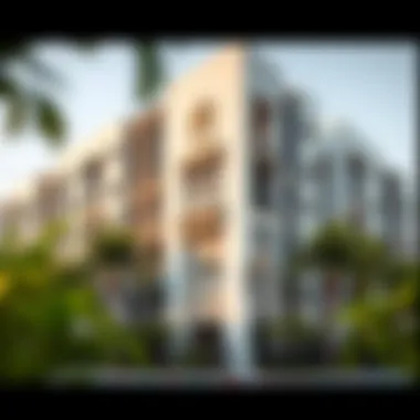 Exterior view of a residential building featuring studio flats in Muhaisnah 4