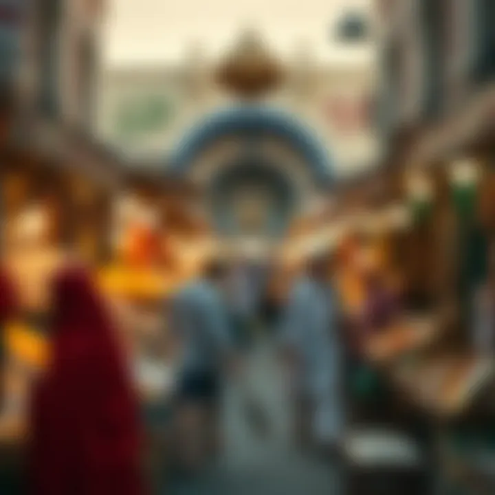 Vibrant Ramadan Market Scene A bustling market during Ramadan, showcasing traditional goods