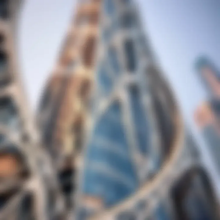Architectural Elegance: Facade Innovations in Abu Dhabi Close-up of intricate facade designs on Abu Dhabi skyscrapers