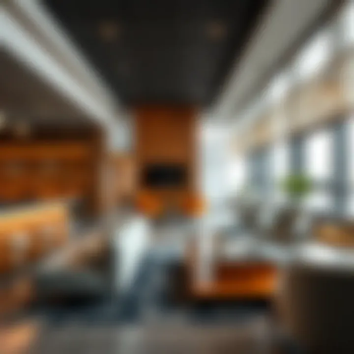 Trends in business lounges illustrated through innovative designs.
