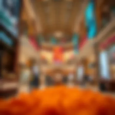 Luxury Retail Experience Inside Dubai Mall Luxurious interior of Dubai Mall with high-end boutiques and vibrant atmosphere.