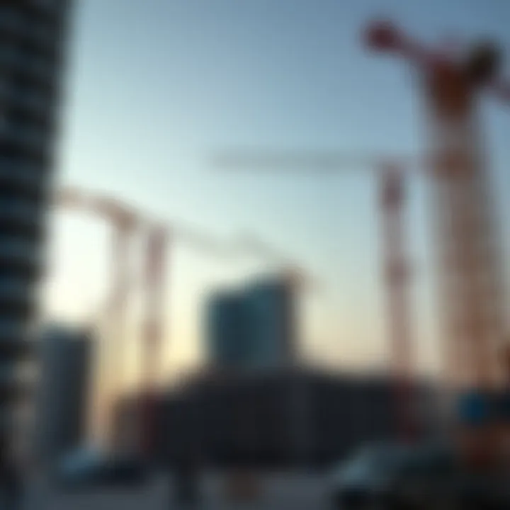 Construction Site in Dubai Construction site with cranes and workers illustrating project management in action