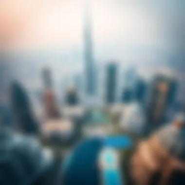 Luxury Properties in Dubai Skyline Aerial view of Dubai skyline showcasing luxury properties