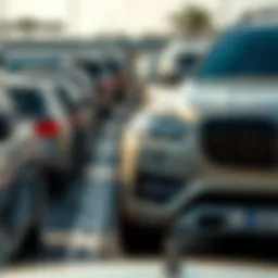 A busy parking lot in Dubai showcasing various vehicles