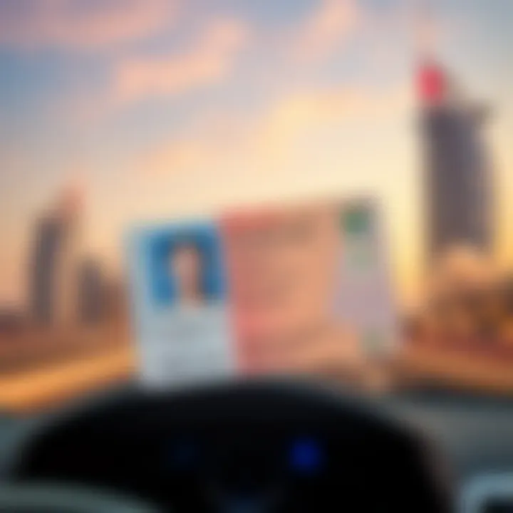 International Driving Licence with UAE Background International driving licence displayed with UAE background