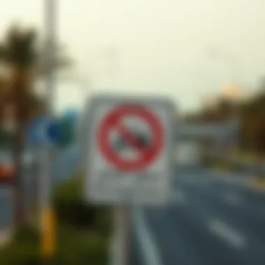 UAE Driving Rules Signage Road sign indicating driving rules in the UAE