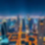 Overview of Dubai skyline featuring iconic buildings