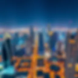 Overview of Dubai skyline featuring iconic buildings