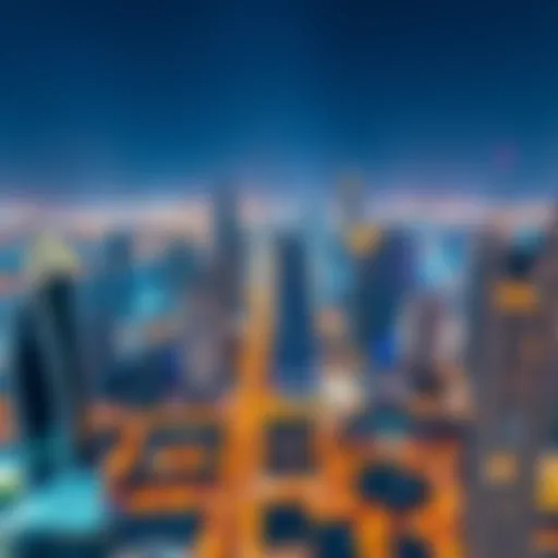 Overview of Dubai skyline featuring iconic buildings