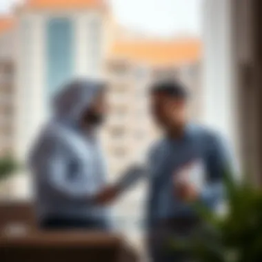 Illustration of a landlord and tenant discussing terms