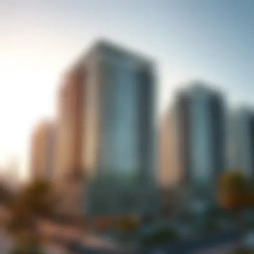 A modern apartment building showcasing Dubai's skyline