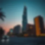 Renad Tower at Dusk Stunning view of Renad Tower at dusk, showcasing its illuminated facade