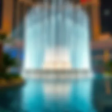 Fountain Show with Stunning Light Display Illuminated Dubai Mall Fountain synchronized with music