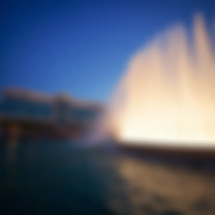 Dynamic Water Jets of the Dubai Fountain Close-up of the Dubai Mall Fountain's water jets in action