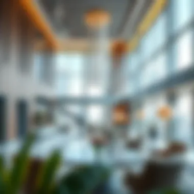 Interior design of the Zahara Center highlighting luxurious office spaces